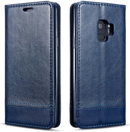 Samsung Galaxy S9 Lederen Portemonnee Hoesje met Lanyard Blauw afbeelding 4