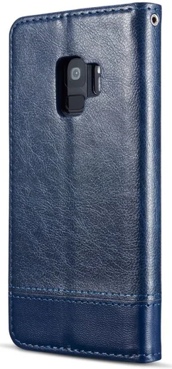 Samsung Galaxy S9 Lederen Portemonnee Hoesje met Lanyard Blauw afbeelding 9