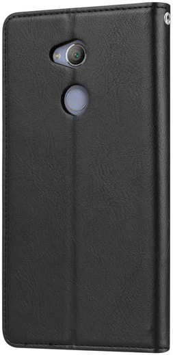 Sony Xperia XA2 Lederen Wallet Stand Hoesje Zwart afbeelding 4