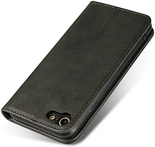 Apple iPhone 8 / 7 Hoesje Premium Book Case Kunst Leer Zwart afbeelding 7