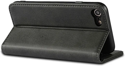 Apple iPhone 8 / 7 Hoesje Premium Book Case Kunst Leer Zwart afbeelding 10