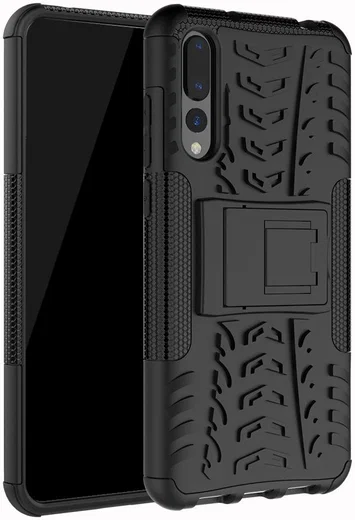 Huawei P20 Pro Robuust Hybride Hoesje Zwart afbeelding 2