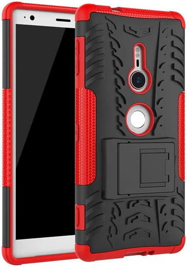 Sony Xperia XZ2 Hybride Hoesje met Kickstand Rood afbeelding 1