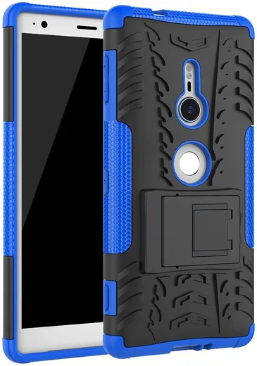 Sony Xperia XZ2 Hybride Hoesje met Kickstand Blauw afbeelding 1