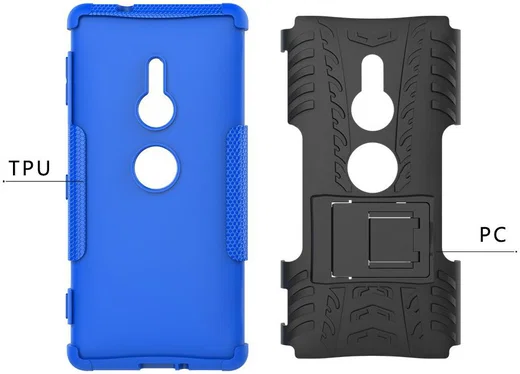 Sony Xperia XZ2 Hybride Hoesje met Kickstand Blauw afbeelding 3