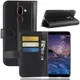 Nokia 7 Plus Echt Lederen Wallet Stand Hoesje Zwart afbeelding 1