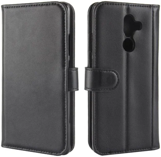 Nokia 7 Plus Echt Lederen Wallet Stand Hoesje Zwart afbeelding 6