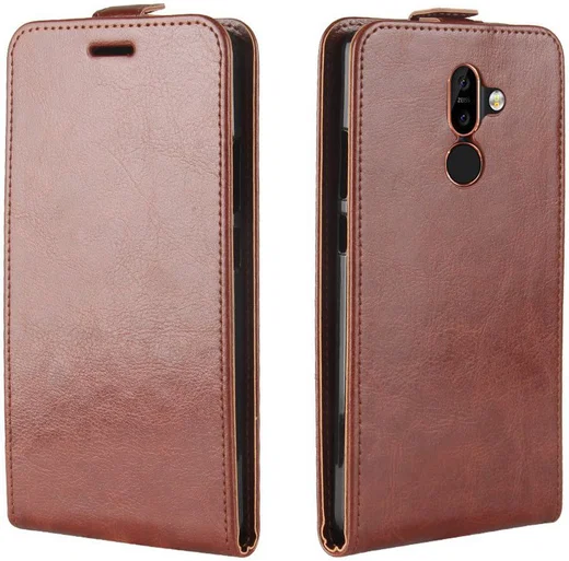 Nokia 7 Plus Verticaal Flip Hoesje Bruin afbeelding 2