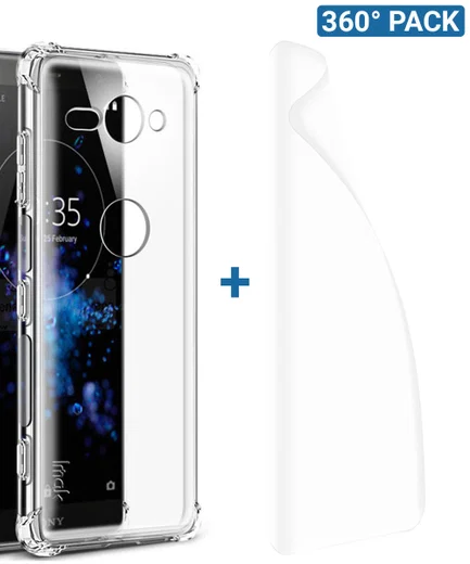 IMAK Sony Xperia XZ2 Compact Hoesje met Screenprotector Transparant afbeelding 1