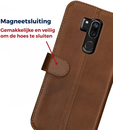 Rosso Deluxe LG G7 Hoesje Echt Leer Book Case Bruin afbeelding 11