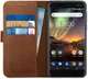 Rosso Deluxe Nokia 6 (2018) Hoesje Echt Leer Book Case Bruin afbeelding 1