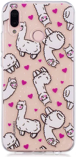 Huawei P20 Lite TPU Back Cover met Alpaca Print afbeelding 4