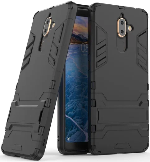 Nokia 7 Plus Hybride Kickstand Cover Zwart afbeelding 1