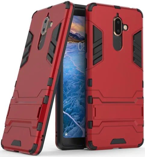 Nokia 7 Plus Hybride Kickstand Cover Rood afbeelding 1