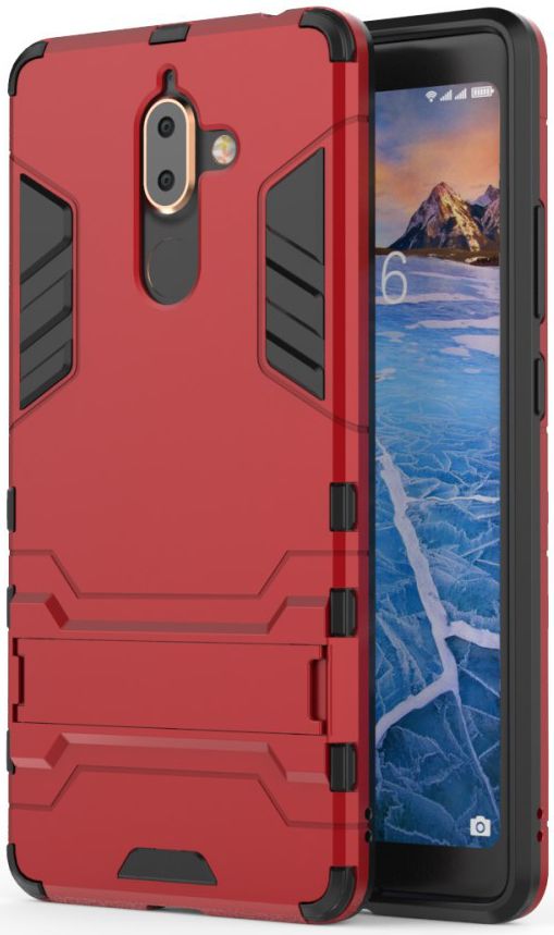 Nokia 7 Plus Hybride Kickstand Cover Rood afbeelding 2