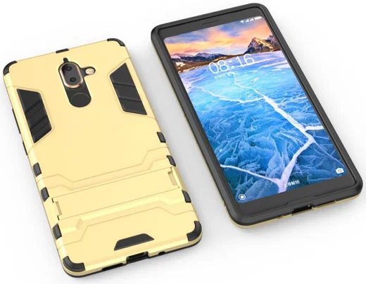 Nokia 7 Plus Hybride Kickstand Cover Goud afbeelding 4