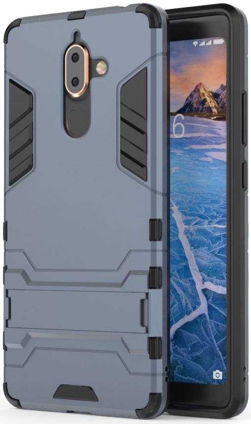 Nokia 7 Plus Hybride Kickstand Cover Donker Blauw afbeelding 2