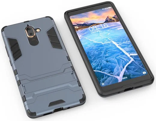 Nokia 7 Plus Hybride Kickstand Cover Donker Blauw afbeelding 4