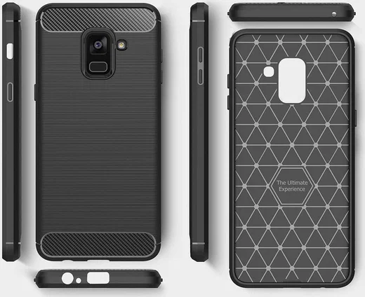 Samsung Galaxy A8 (2018) Geborsteld TPU Hoesje Blauw afbeelding 9