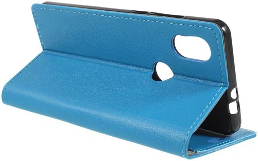 Wiko View 2 Lederen Wallet Stand Hoesje Blauw afbeelding 3