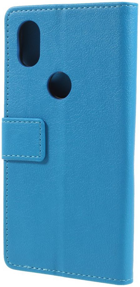Wiko View 2 Lederen Wallet Stand Hoesje Blauw afbeelding 6