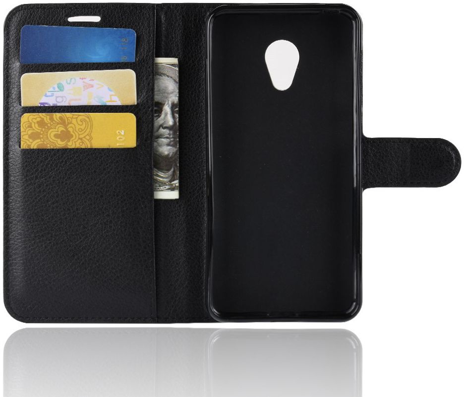 Alcatel 1C Lederen Wallet Stand Hoesje Zwart afbeelding 3