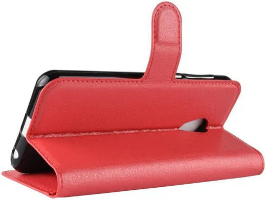 Alcatel 1C Lederen Wallet Stand Hoesje Rood afbeelding 5