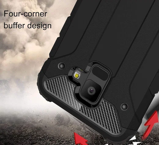 Samsung Galaxy A6 Hybride Hoesje Zwart afbeelding 2