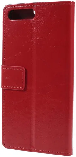 Huawei Y6 (2018) Lederen Wallet Stand Hoesje Rood afbeelding 6