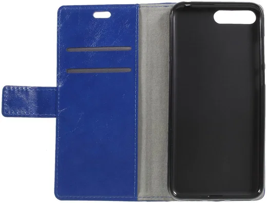 Huawei Y6 (2018) Lederen Wallet Stand Hoesje Blauw afbeelding 1