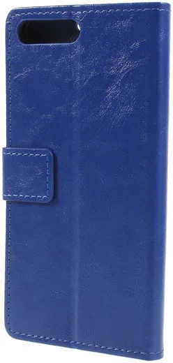 Huawei Y6 (2018) Lederen Wallet Stand Hoesje Blauw afbeelding 6