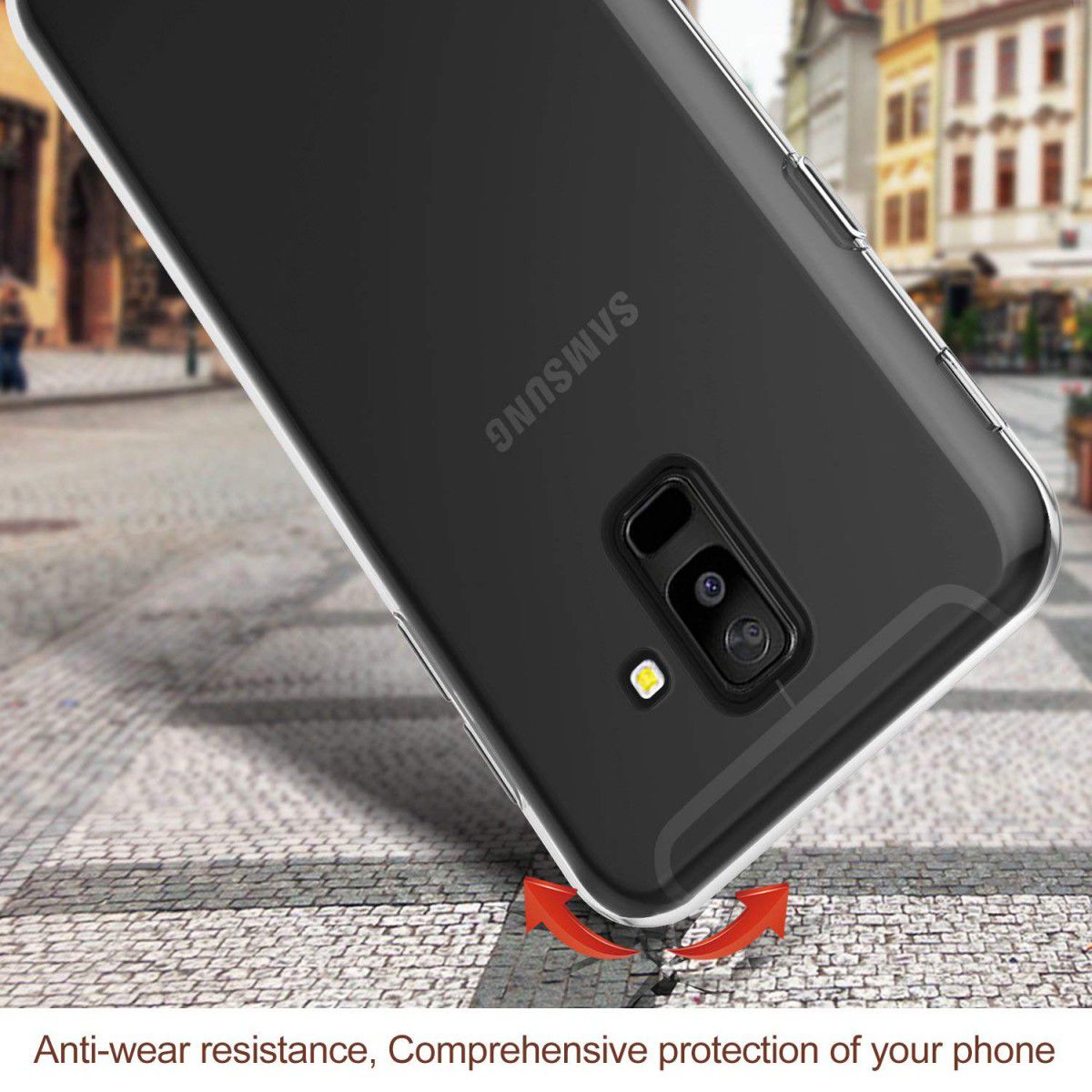 Samsung Galaxy A6 Plus Hoesje Dun TPU Transparant afbeelding 4