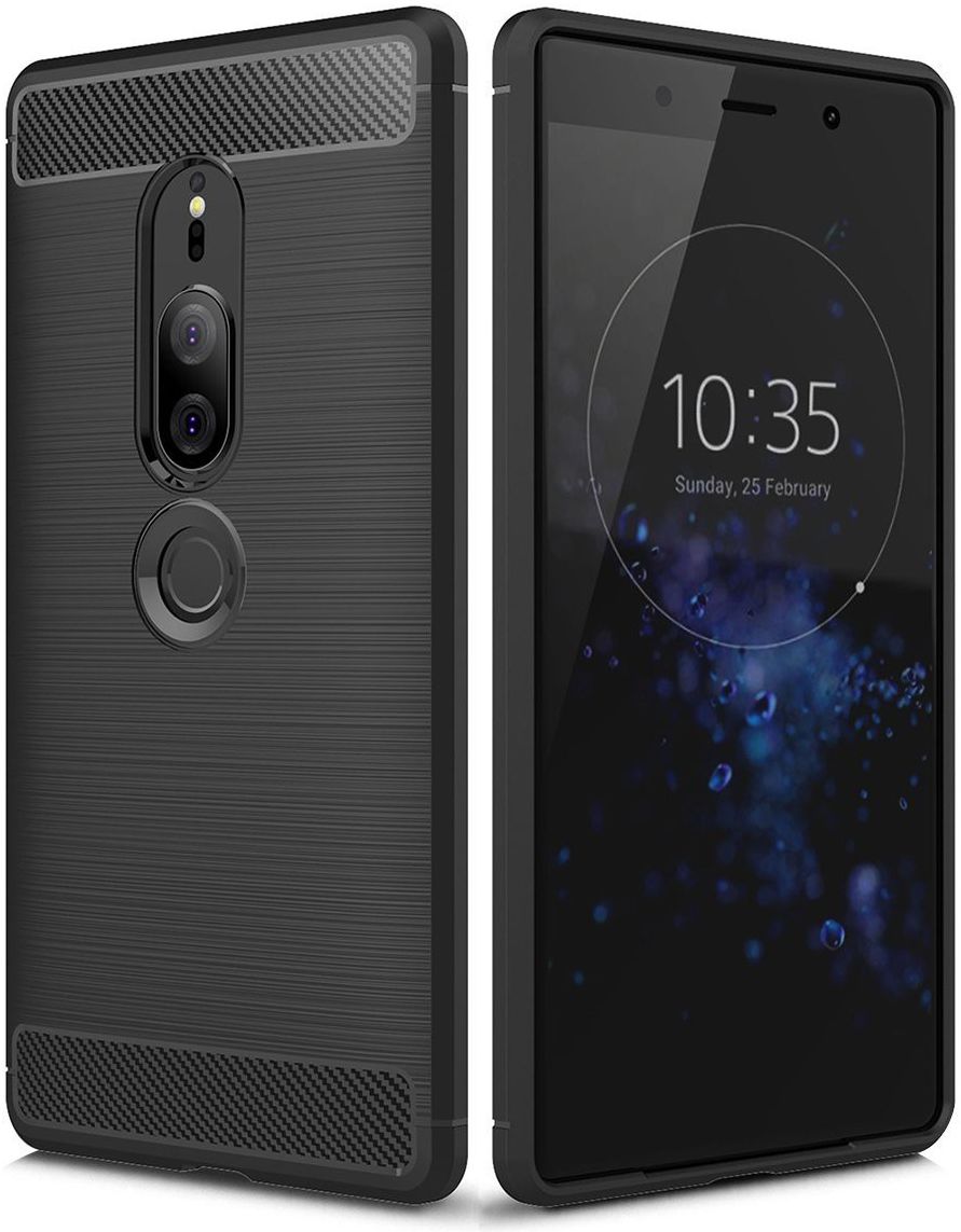 Sony Xperia XZ2 Premium Geborsteld TPU Hoesje Zwart afbeelding 1