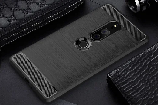 Sony Xperia XZ2 Premium Geborsteld TPU Hoesje Zwart afbeelding 2