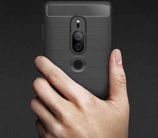 Sony Xperia XZ2 Premium Geborsteld TPU Hoesje Zwart afbeelding 5