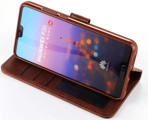 Huawei P20 Pro Lederen Portemonnee Stand Bookcase Hoesje Bruin afbeelding 11