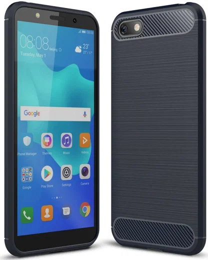 Huawei Y5 (2018) Geborsteld TPU Hoesje Blauw afbeelding 1