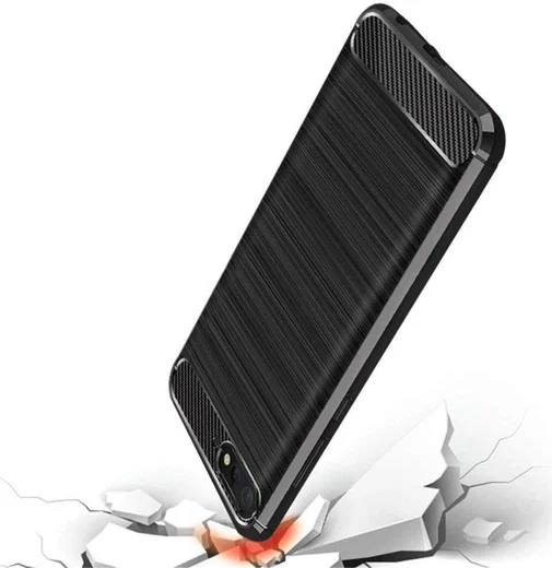 Huawei Y6 (2018) Geborsteld TPU Hoesje Zwart afbeelding 2