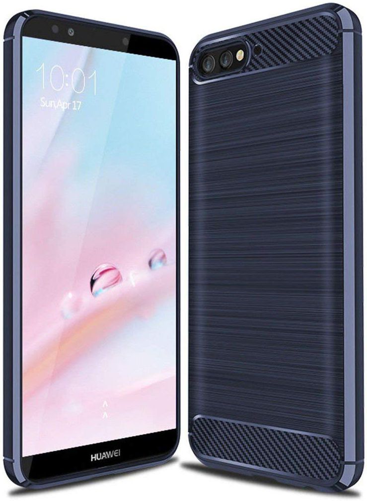 Huawei Y6 (2018) Geborsteld TPU Hoesje Blauw afbeelding 1