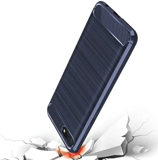 Huawei Y6 (2018) Geborsteld TPU Hoesje Blauw afbeelding 2