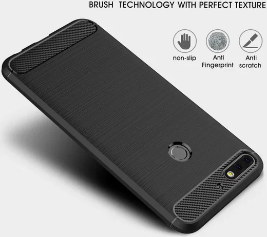 Huawei Y7 (2018) Geborsteld TPU Hoesje Blauw afbeelding 4