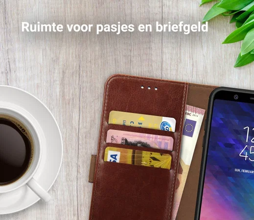 Rosso Element Samsung Galaxy A6 Plus Hoesje Book Cover Bruin afbeelding 9