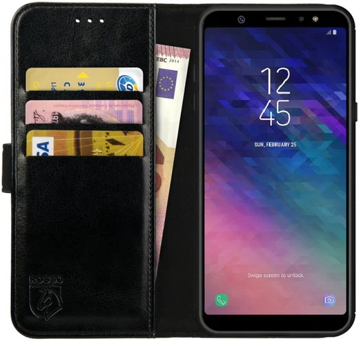 Rosso Element Samsung Galaxy A6 Plus Hoesje Book Cover Zwart afbeelding 1
