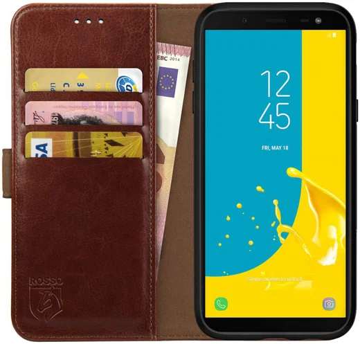 Rosso Element Samsung Galaxy J6 (2018) Hoesje Book Cover Bruin afbeelding 1