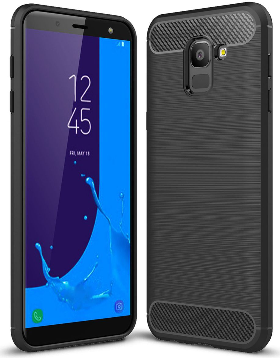Samsung Galaxy J6 (2018) Geborsteld TPU Hoesje Zwart afbeelding 1