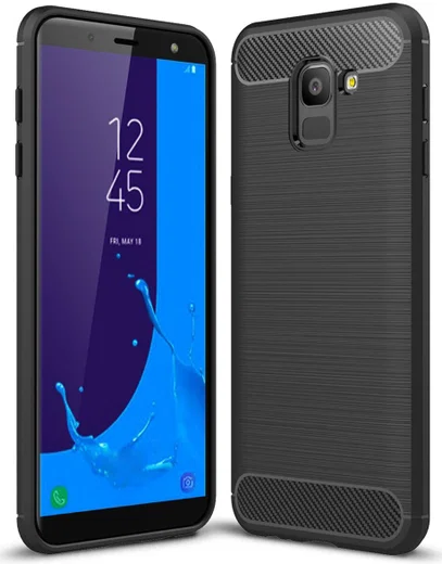 Samsung Galaxy J6 (2018) Geborsteld TPU Hoesje Zwart afbeelding 1