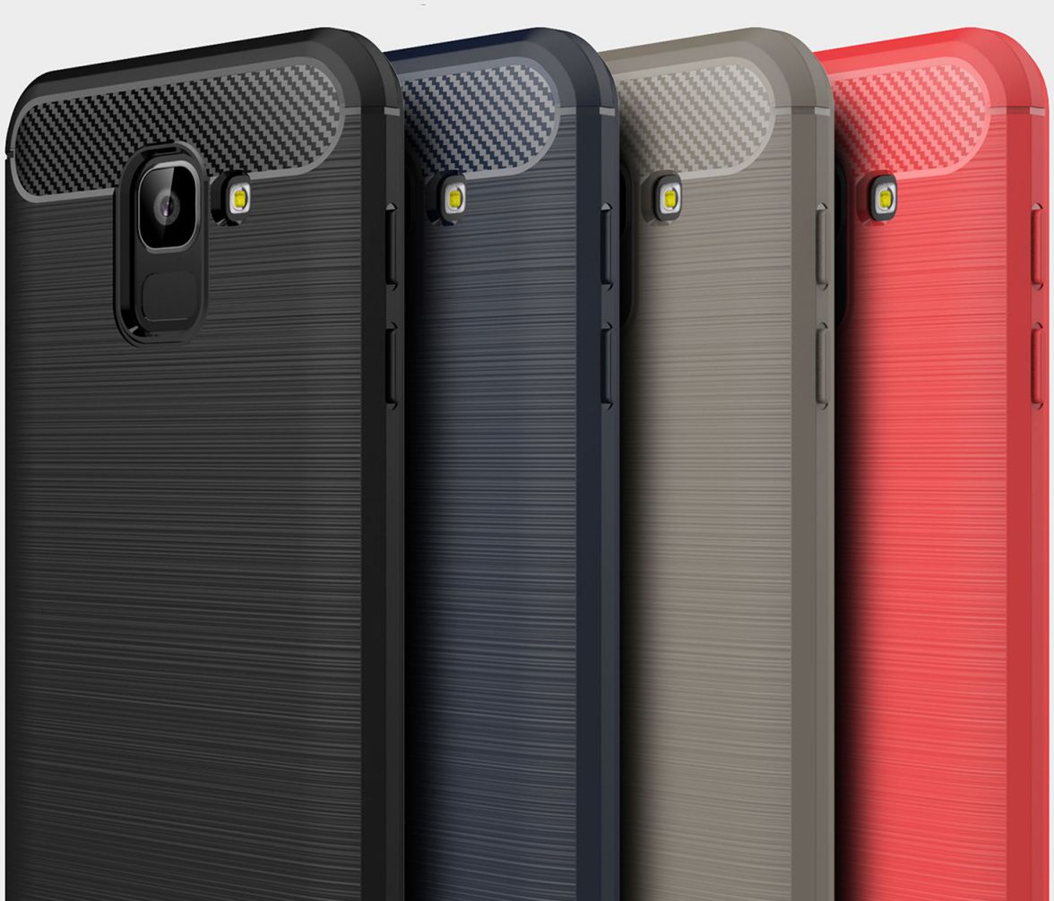 Samsung Galaxy J6 (2018) Geborsteld TPU Hoesje Grijs afbeelding 4