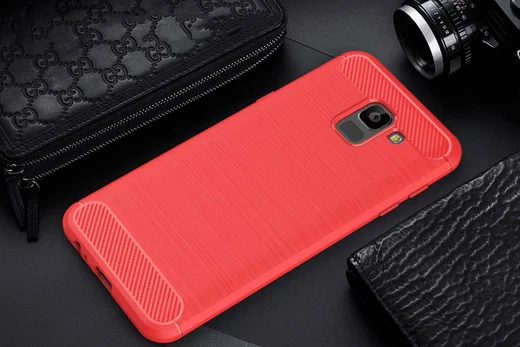 Samsung Galaxy J6 (2018) Geborsteld TPU Hoesje Rood afbeelding 2