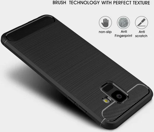Samsung Galaxy A6 Geborsteld TPU Hoesje Zwart afbeelding 2