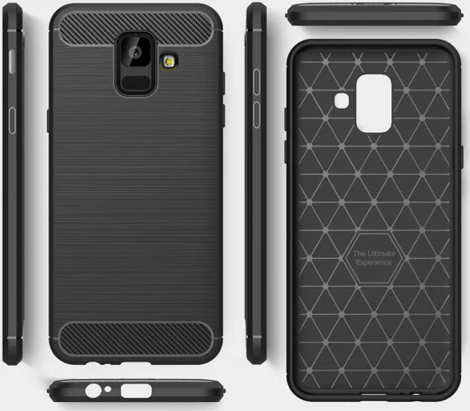 Samsung Galaxy A6 Geborsteld TPU Hoesje Zwart afbeelding 9